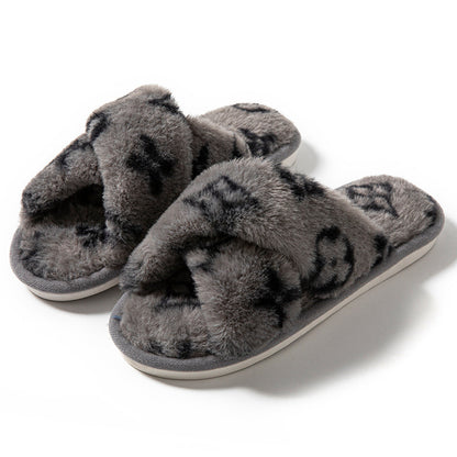 Luxury Fluffy Womens Slippers, Designer Fuzzy Fur Slides, Plush Flats for Autumn Winter Home Comfort