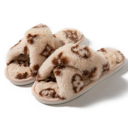 Luxury Fluffy Womens Slippers, Designer Fuzzy Fur Slides, Plush Flats for Autumn Winter Home Comfort
