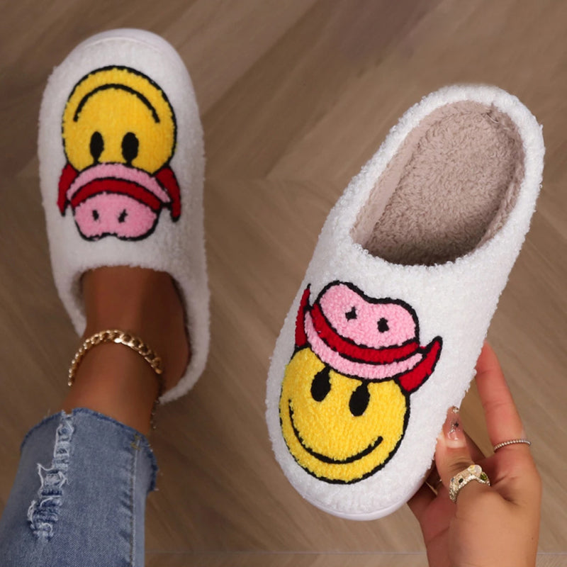 Warm Plush Cartoon Slippers for Women, Fluffy Designer Winter Home Fuzzy Fur Slides with Cozy Platform Comfort