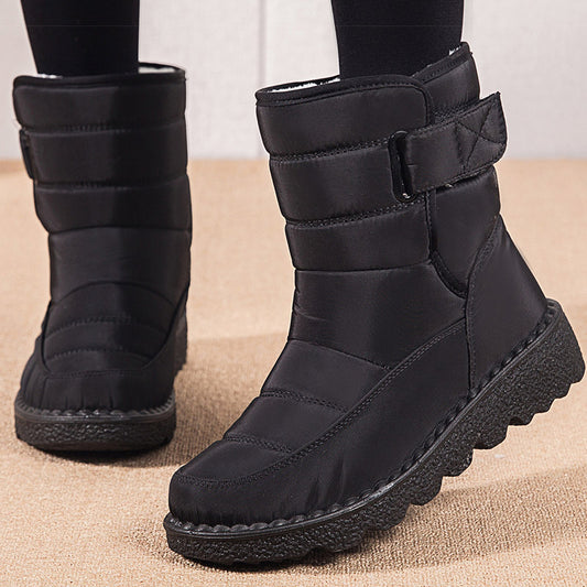 Stylish Women Boots Winter Shoes, Waterproof Warm Fur Korea Style Black Ankle Boots for Women