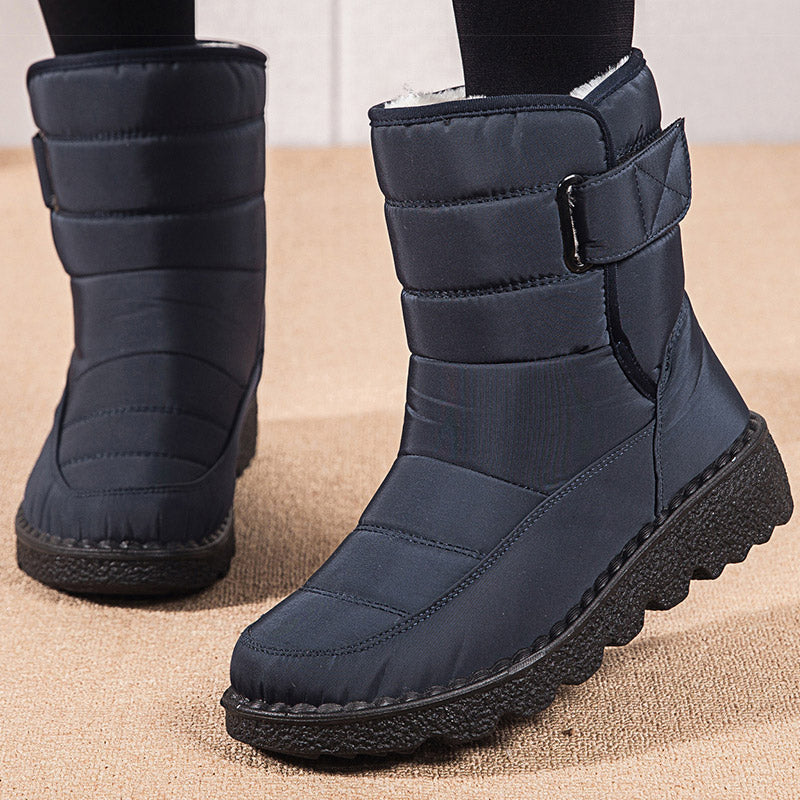 Stylish Women Boots Winter Shoes, Waterproof Warm Fur Korea Style Black Ankle Boots for Women