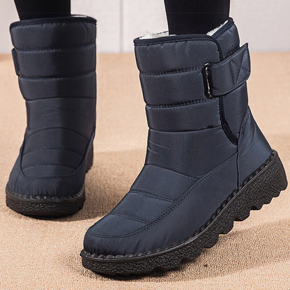 Stylish Women Boots Winter Shoes, Waterproof Warm Fur Korea Style Black Ankle Boots for Women