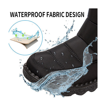Stylish Women Boots Winter Shoes, Waterproof Warm Fur Korea Style Black Ankle Boots for Women