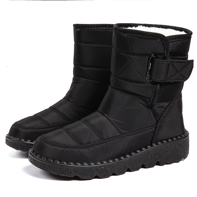 Stylish Women Boots Winter Shoes, Waterproof Warm Fur Korea Style Black Ankle Boots for Women