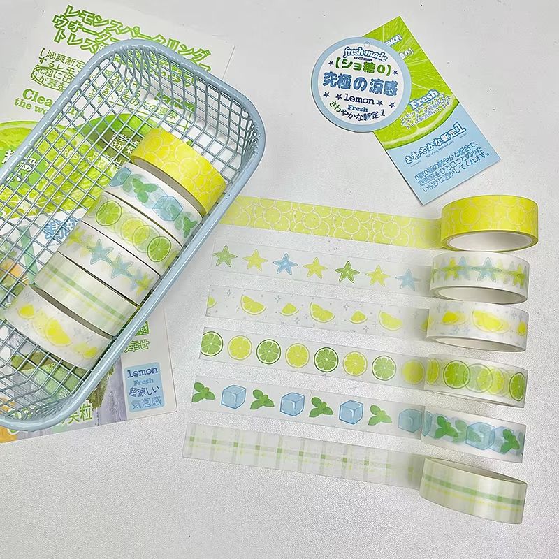 MINKYS Fruit Washi Tape Set – 6pcs Cute Strawberry & Apple Decorative Tape for Journaling, Scrapbooking & School Station