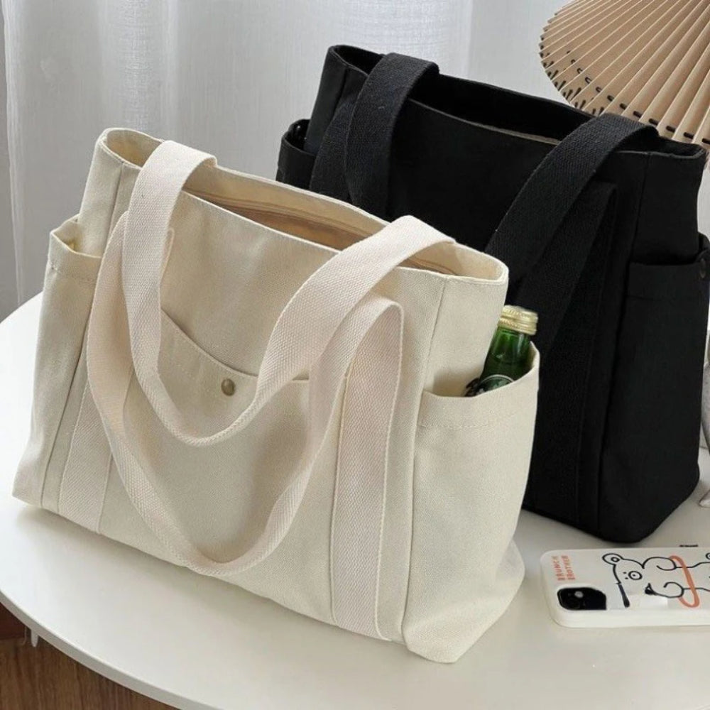 Canvas Tote Bags, Large Capacity Work Commuting Bag, College Style Book Shoulder Bag, Shopping and Daily Carry Bag