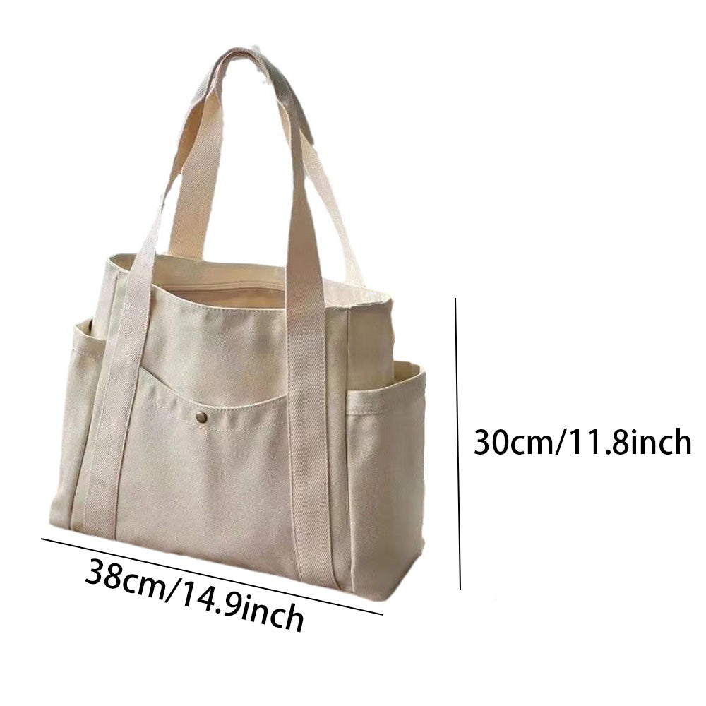 Canvas Tote Bags, Large Capacity Work Commuting Bag, College Style Book Shoulder Bag, Shopping and Daily Carry Bag