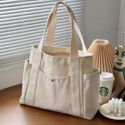 Canvas Tote Bags, Large Capacity Work Commuting Bag, College Style Book Shoulder Bag, Shopping and Daily Carry Bag