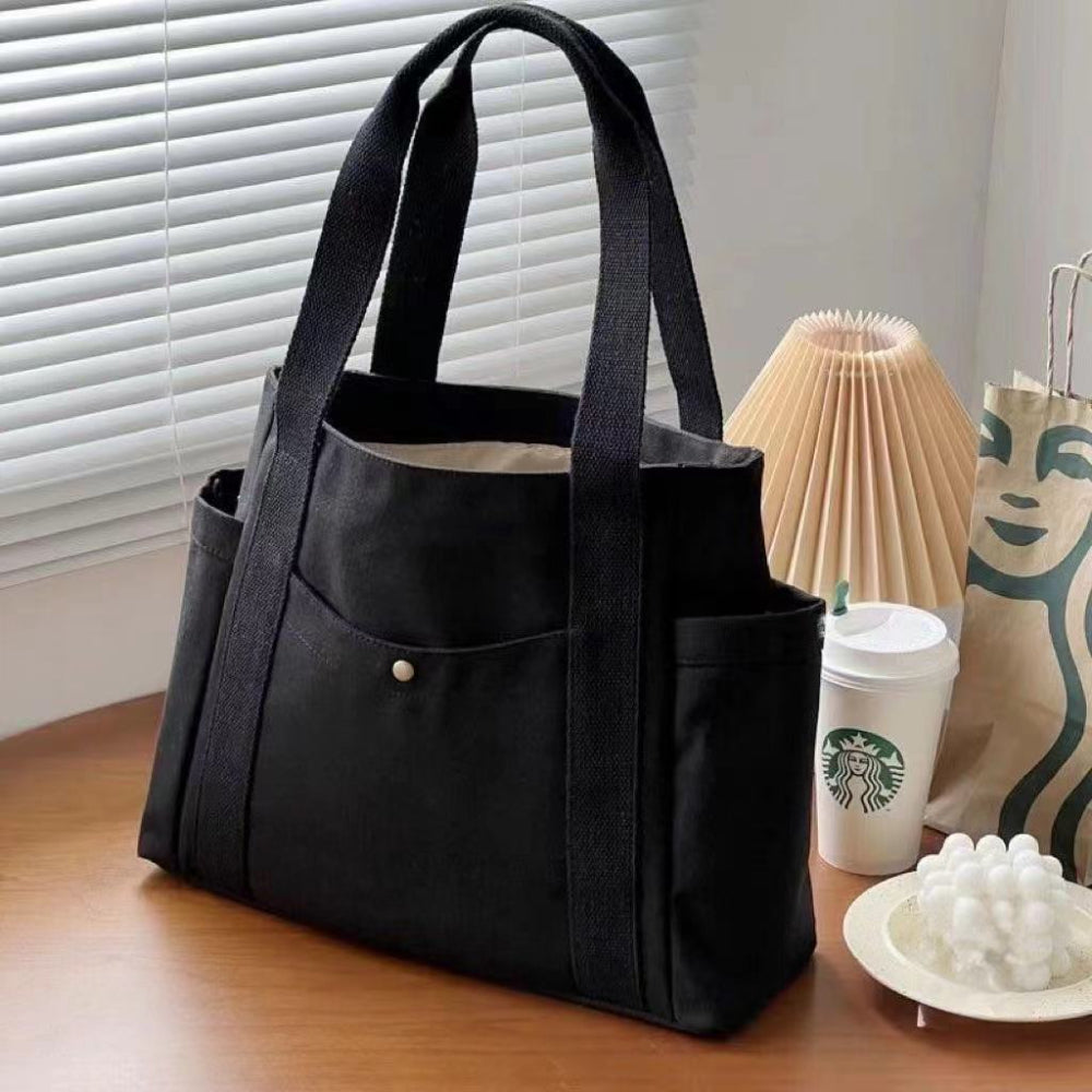 Canvas Tote Bags, Large Capacity Work Commuting Bag, College Style Book Shoulder Bag, Shopping and Daily Carry Bag