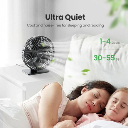 Portable USB Desk Fan with Adjustable Speed and Quiet Cooling
