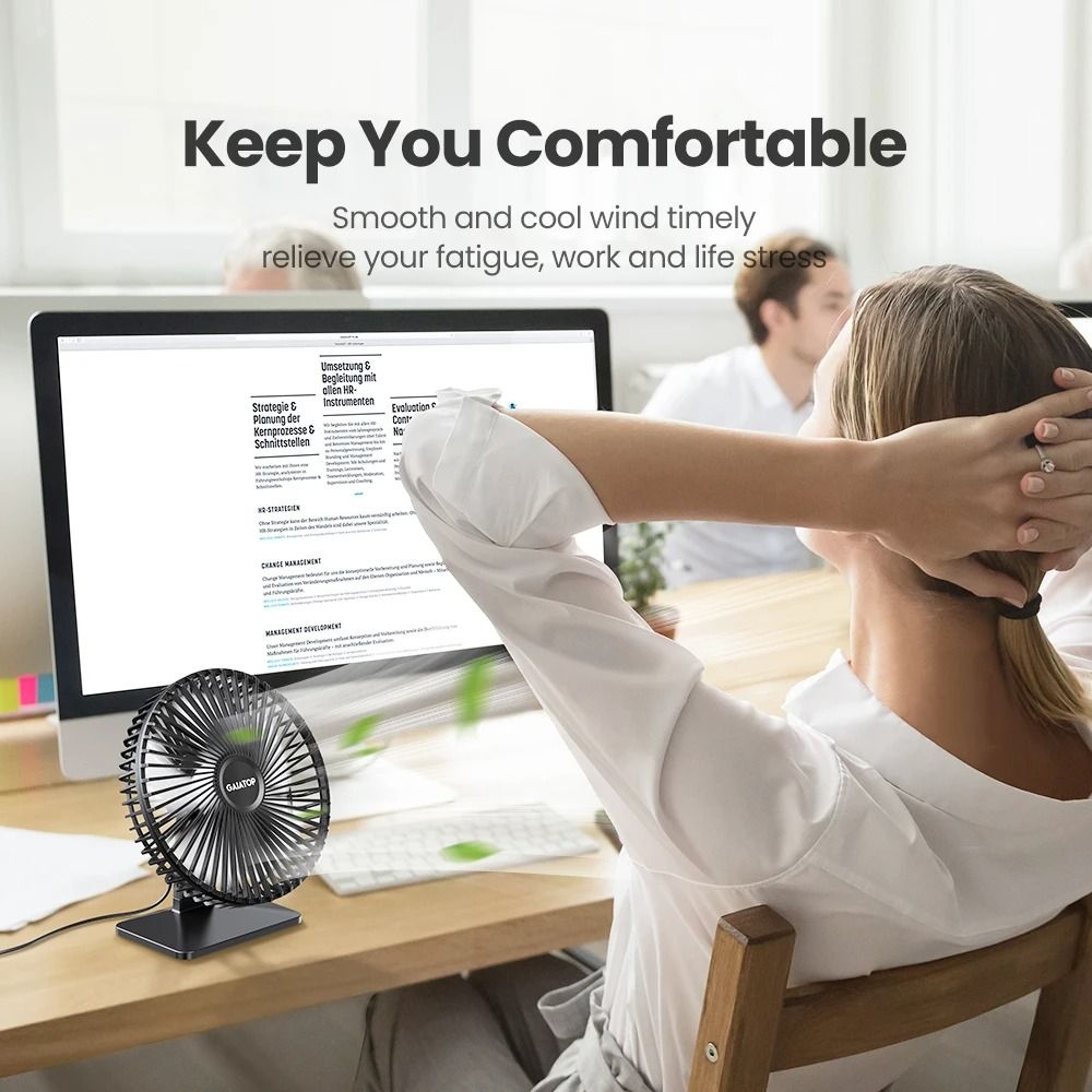 Portable USB Desk Fan with Adjustable Speed and Quiet Cooling