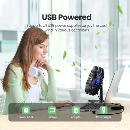 Portable USB Desk Fan with Adjustable Speed and Quiet Cooling