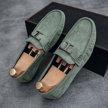 PU Leather Faux Suede Breathable Slip-on Driving Loafers, New Men Casual Fashion Sneakers for Classic Spring & Autumn