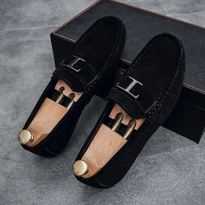 PU Leather Faux Suede Breathable Slip-on Driving Loafers, New Men Casual Fashion Sneakers for Classic Spring & Autumn