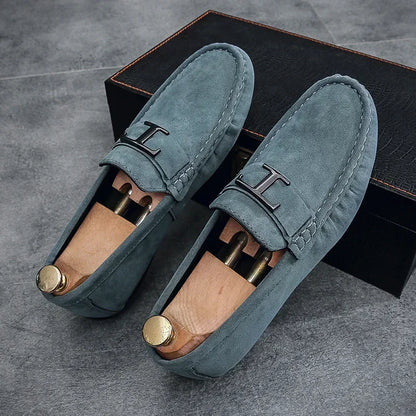 PU Leather Faux Suede Breathable Slip-on Driving Loafers, New Men Casual Fashion Sneakers for Classic Spring & Autumn