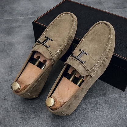 PU Leather Faux Suede Breathable Slip-on Driving Loafers, New Men Casual Fashion Sneakers for Classic Spring & Autumn