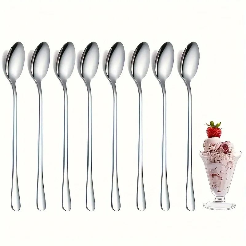 Stainless Steel Long Handled Ice Teaspoon Set of 6