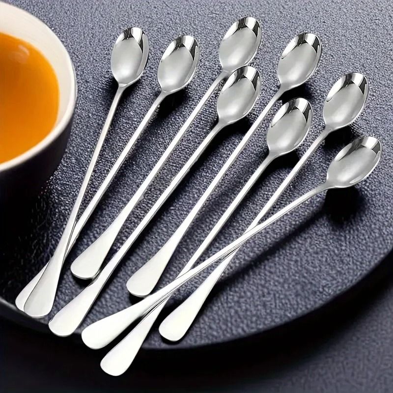 Stainless Steel Long Handled Ice Teaspoon Set of 6