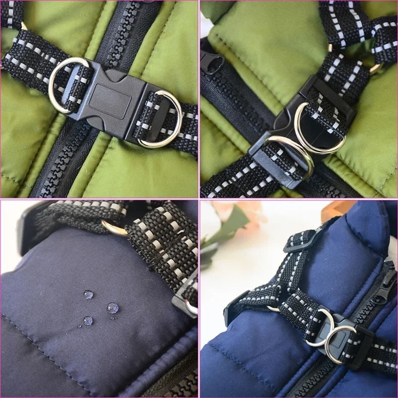 Waterproof Warm Dog Jacket Vest Winter Dog Clothes with Harness