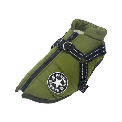 Waterproof Warm Dog Jacket Vest Winter Dog Clothes with Harness
