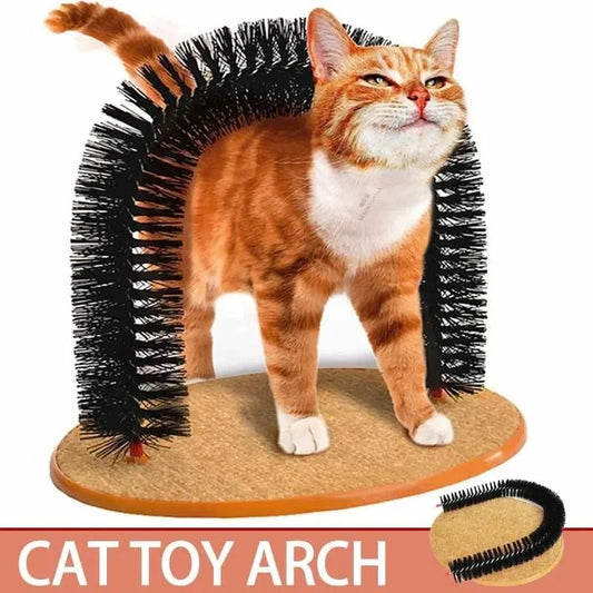 Cat Self Grooming Arch With Massage Brush And Scratching Pad