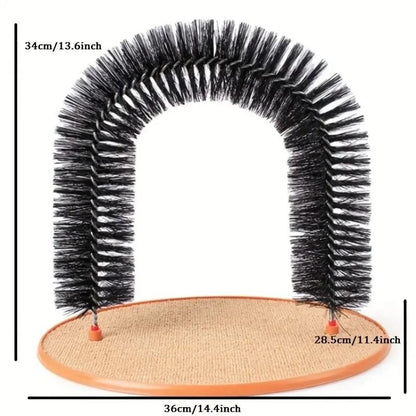 Cat Self Grooming Arch With Massage Brush And Scratching Pad