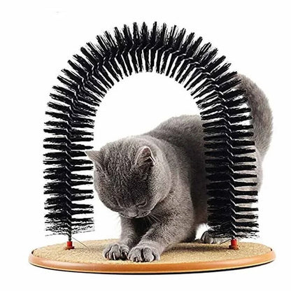 Cat Self Grooming Arch With Massage Brush And Scratching Pad