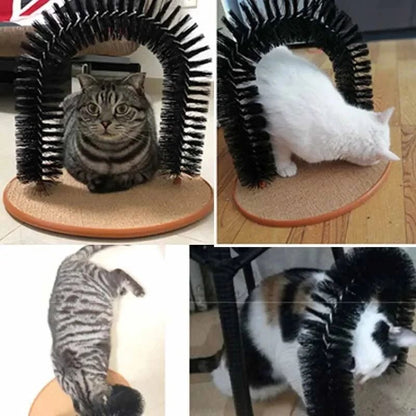 Cat Self Grooming Arch With Massage Brush And Scratching Pad