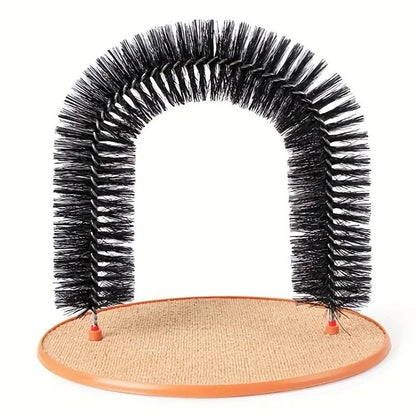 Cat Self Grooming Arch With Massage Brush And Scratching Pad