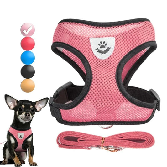 Adjustable Dog Harness and Leash Set for Small Dogs and Cats Breathable Vest Harness