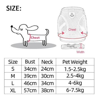 Adjustable Dog Harness and Leash Set for Small Dogs and Cats Breathable Vest Harness