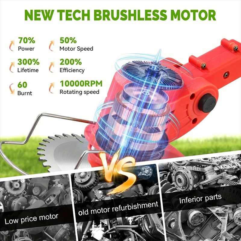 Cordless Lawn Mower and Weed Trimmer for Garden and Courtyard Maintenance