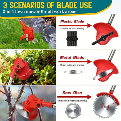 Cordless Lawn Mower and Weed Trimmer for Garden and Courtyard Maintenance