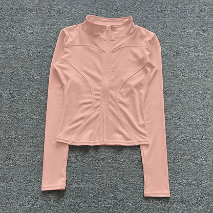 Women Sport Jacket Long Sleeve Workout Coat Gym Training Yoga Top