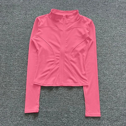 Women Sport Jacket Long Sleeve Workout Coat Gym Training Yoga Top