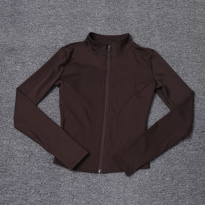 Women Sport Jacket Long Sleeve Workout Coat Gym Training Yoga Top