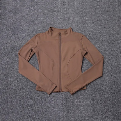 Women Sport Jacket Long Sleeve Workout Coat Gym Training Yoga Top