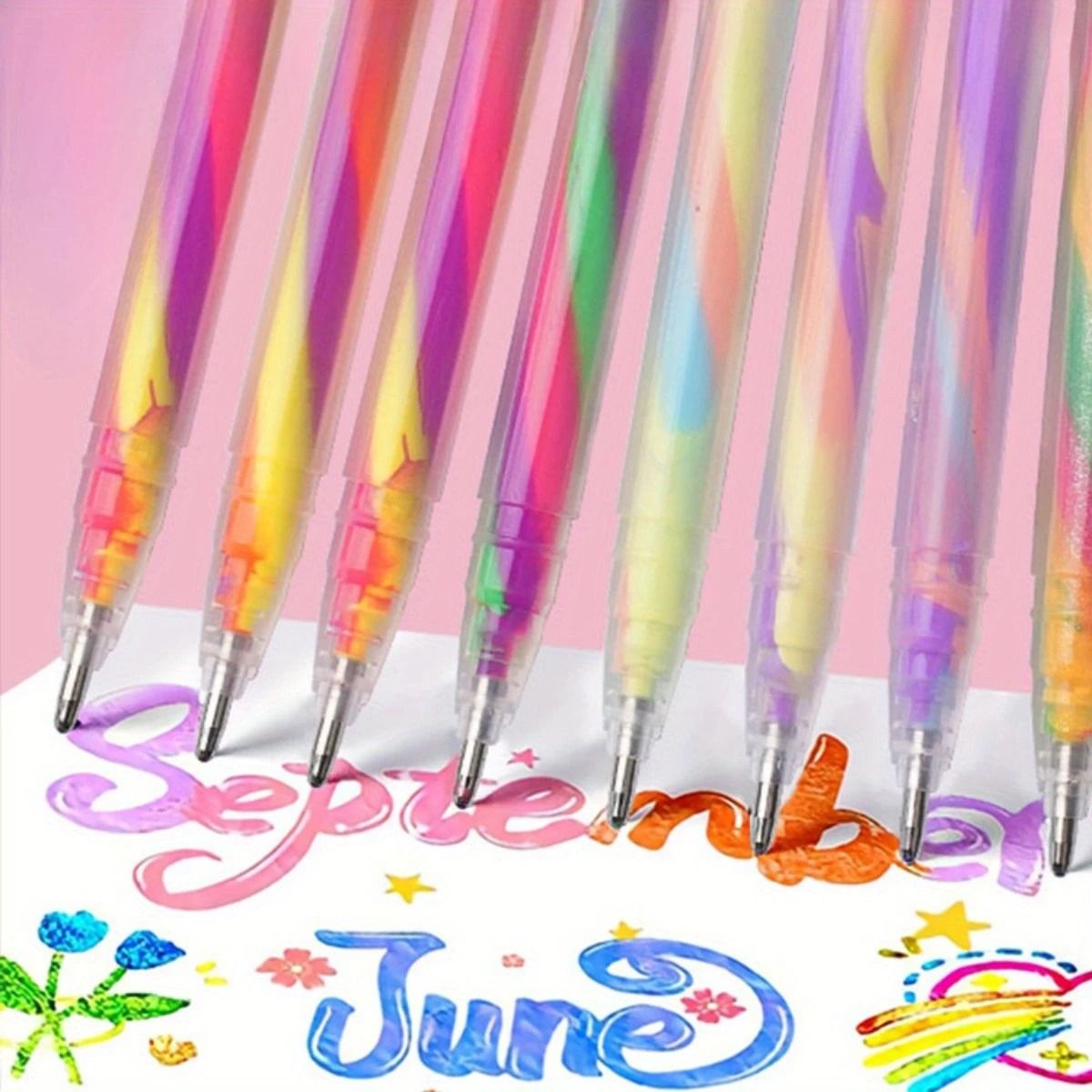 Glitter Gel Highlighter Pens Set 6 Vibrant Colors 1.2 mm