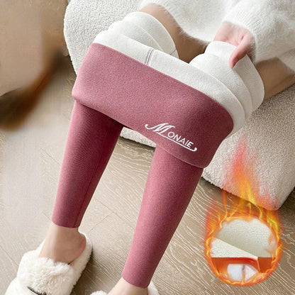 Winter Cashmere Leggings for Women High Waist Slim Fit Warm Pants