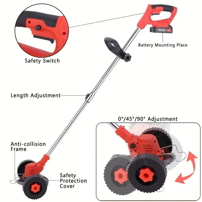 Portable Cordless Electric Lawn Mower with Dual Batteries and 3 Blade Types for Efficient Yard and Garden Trimmings