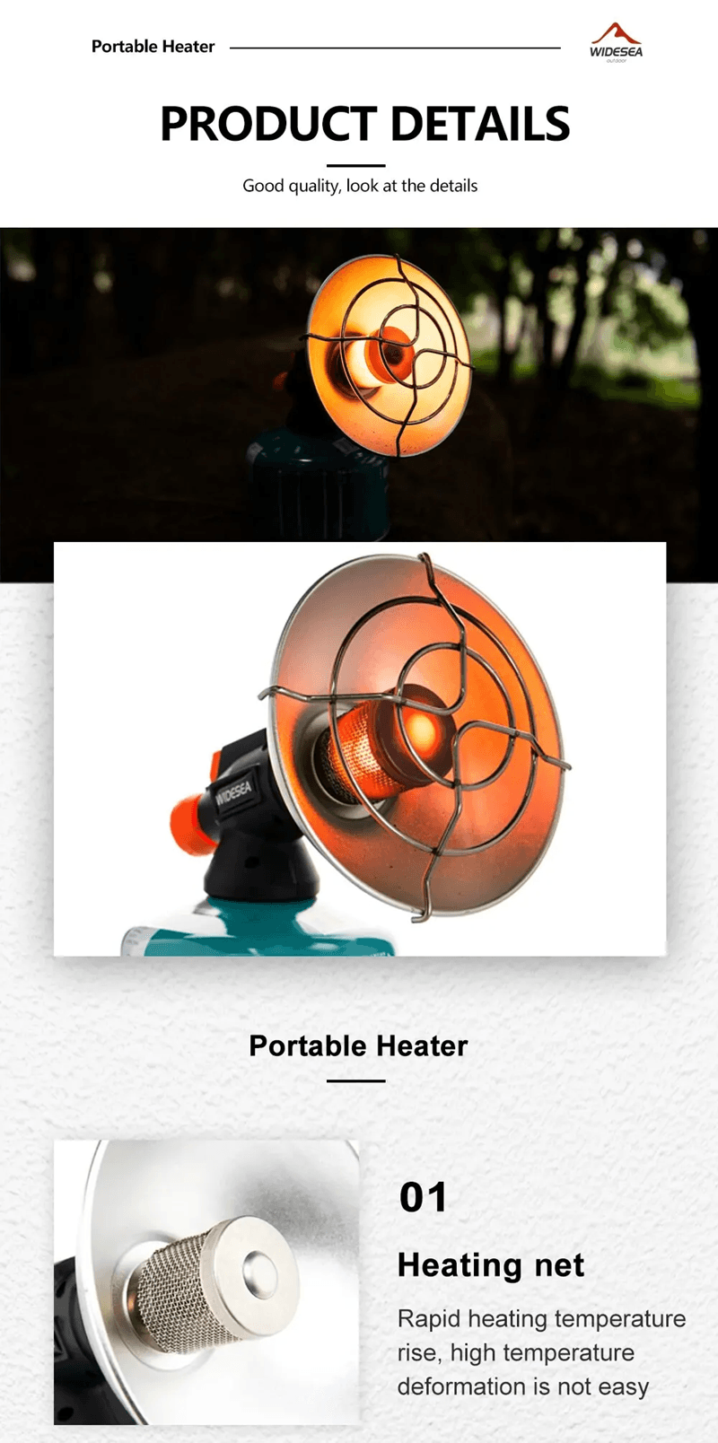 Widesea Portable Stainless Steel Camping Heater
