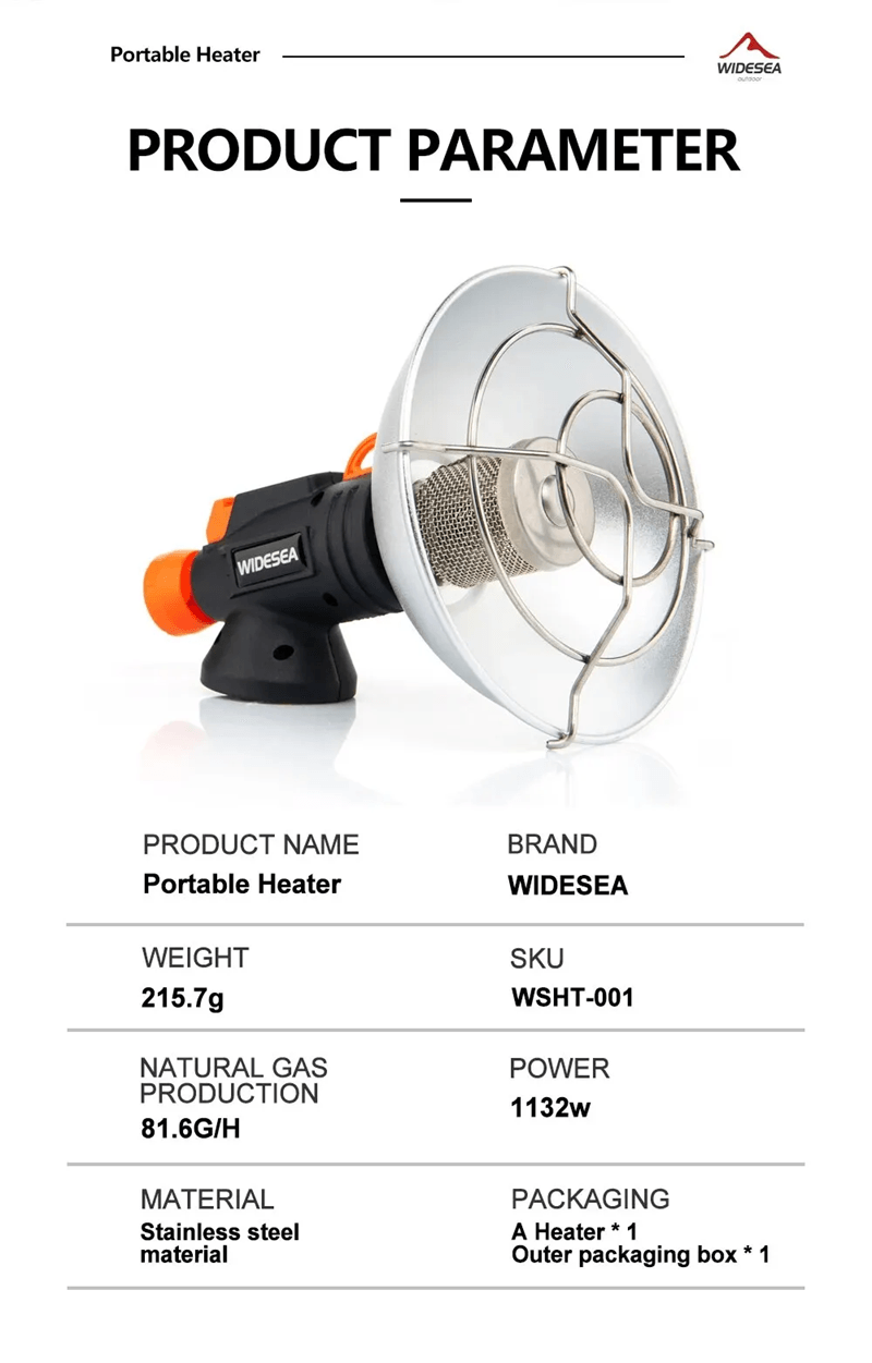 Widesea Portable Stainless Steel Camping Heater
