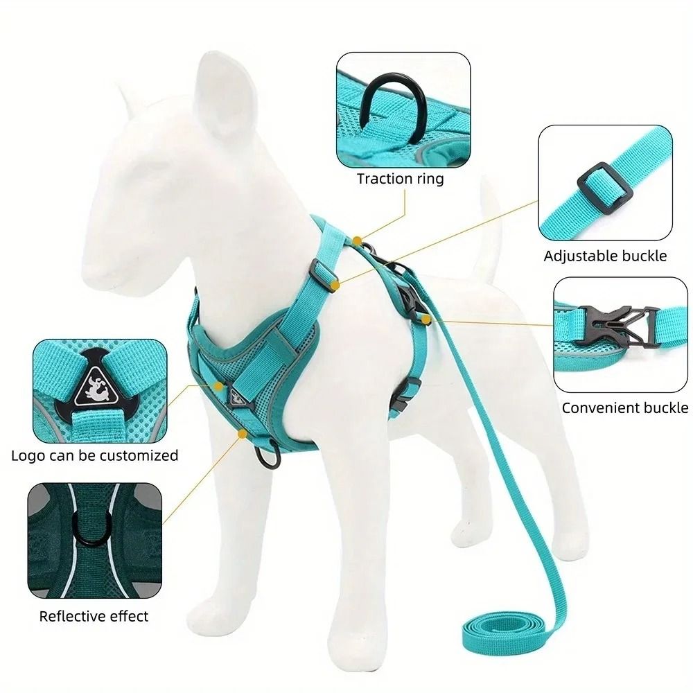 Adjustable Reflective No Pull Dog Harness And Leash Set