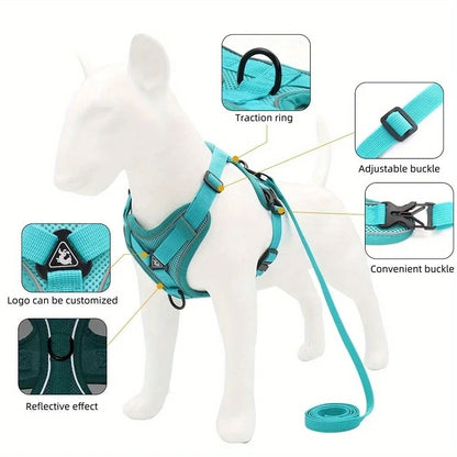 Adjustable Reflective No Pull Dog Harness And Leash Set