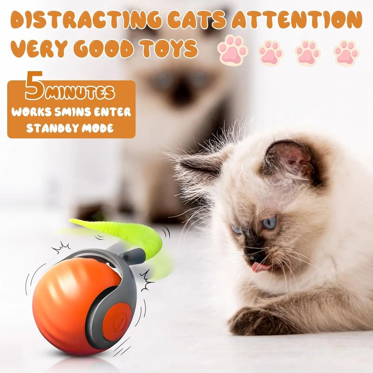 Interactive Smart Cat Toy Ball With Moving Tail