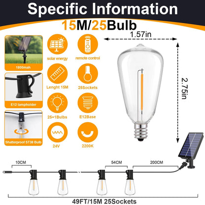 Solar Globe LED String Lights With Remote Control And USB Recharge