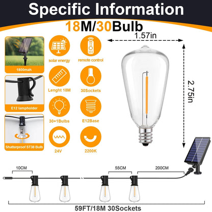Solar Globe LED String Lights With Remote Control And USB Recharge