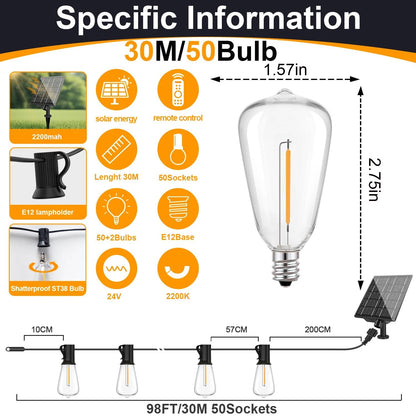Solar Globe LED String Lights With Remote Control And USB Recharge