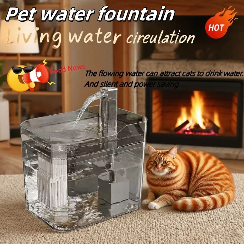 Automatic Cat Water Fountain With Circulating Filter And USB Quiet Pump
