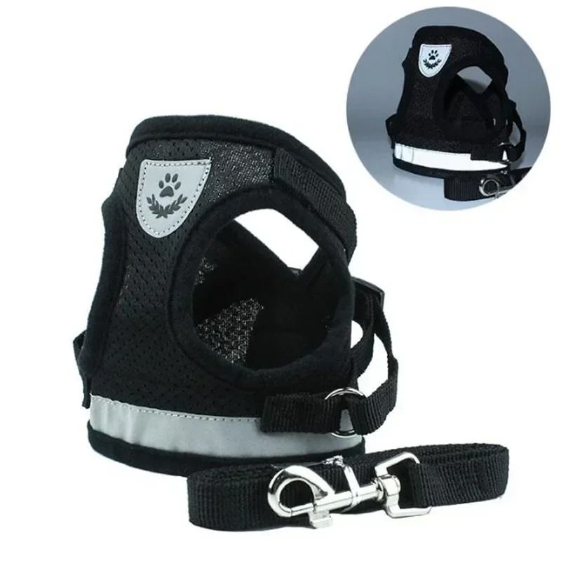 Adjustable Mesh Vest Harness And Leash Set For Dogs And Cats